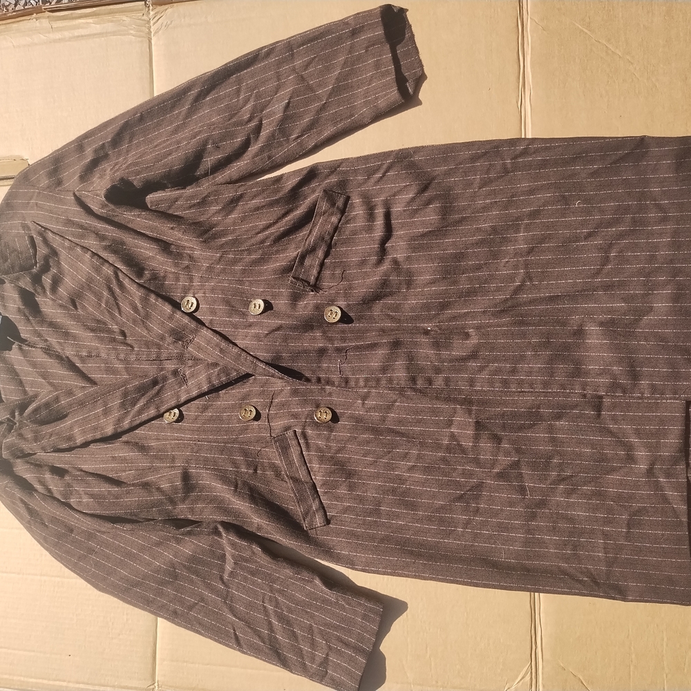 Whirlaway Frocks Brown Striped Pea Coat